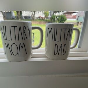 Rae Dunn White Ceramic Military Mom and Dad Mugs